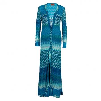 Pre Owned Missoni Blue Lurex Knit Patterned Maxi Shrug S