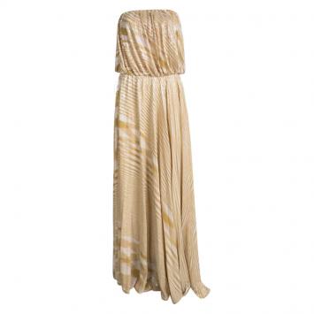 Pre Owned Missoni Multicolor Knit Sequined Strapless Gown M