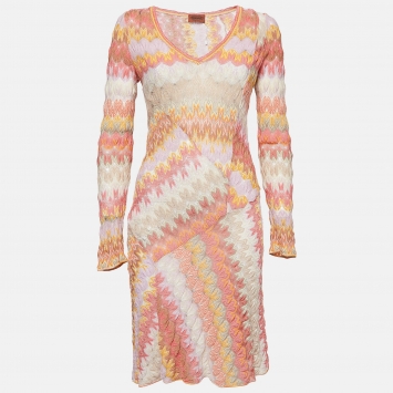 مملوكة مسبقًا Missoni Multicolor Wave Patterned Knit Mini Dress M