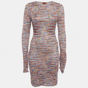 مملوكة مسبقًا Missoni Multicolor Marl Lurex Knit Mid Dress M 
