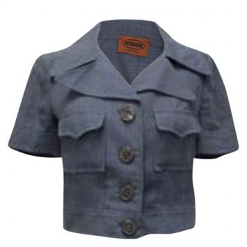 Pre Owned Missoni Blue Linen Cropped Jacket M