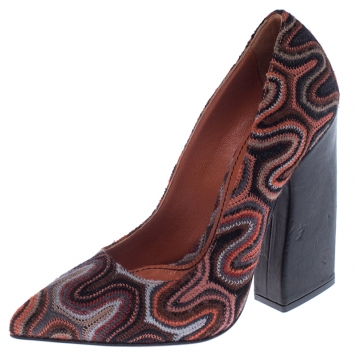 Pre Owned Missoni Multicolor Cotton Blend Fabric Block Heel Pumps Size 36