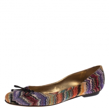 Pre Owned Missoni Multicolor Knit Ballet Flats Size 41