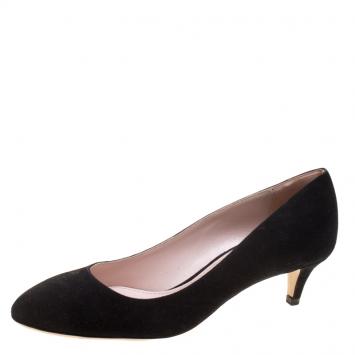Pre Owned Miu Miu Black Suede Pumps Size 37