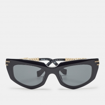 Pre Owned Miu Miu Black/Gold SMU12W Chain Cat Eye Sunglasses