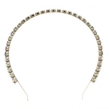 Pre Owned Miu Miu Multicolor Crystals Palladium Finish Metal Headband