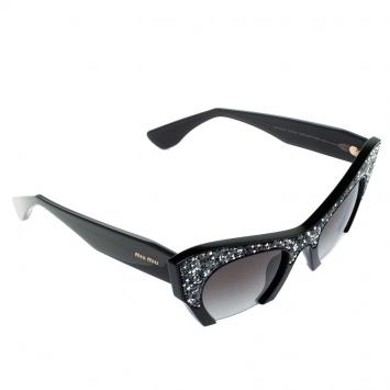 Pre Owned Miu Miu Crystal Embellished SMU 01Q Cut Out Sunglasses