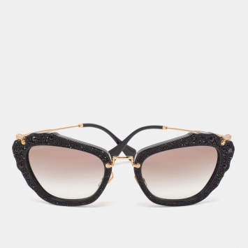 Pre Owned Miu Miu Black Gradient SMU 04Q Embellished Cat Eye Sunglasses