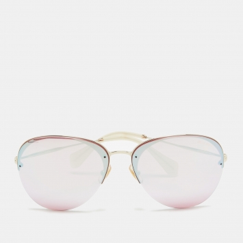 Pre Owned Miu Miu Pink/Gold Mirrored SMU53P Aviator Sunglasses