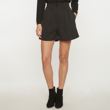 Pre Owned Miu Miu Black Stretch Wool Pleated Shorts XS