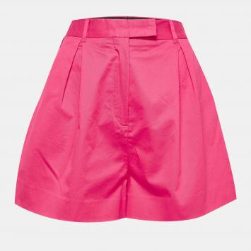 Pre Owned Miu Miu Pink Cotton Pleated Shorts S