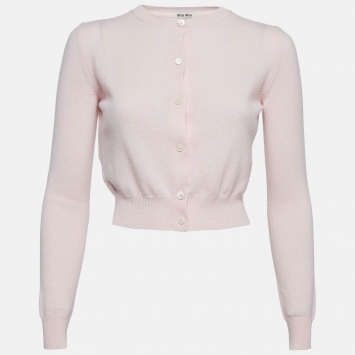 Pre Owned Miu Miu Pink Cashmere Cardigan S