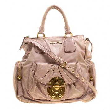 Pre Owned Miu Miu Pink Leather Shoulder Bag