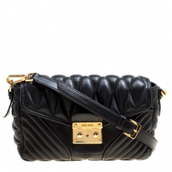 Pre Owned Miu Miu Black Leather Biker Shoulder Bag