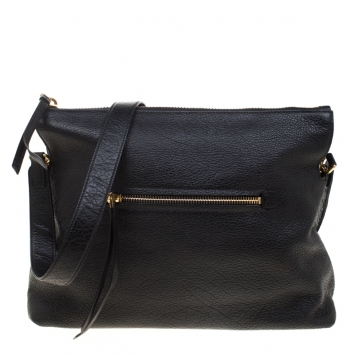 Pre Owned Miu Miu Black Leather Foldover Crossbody Bag 