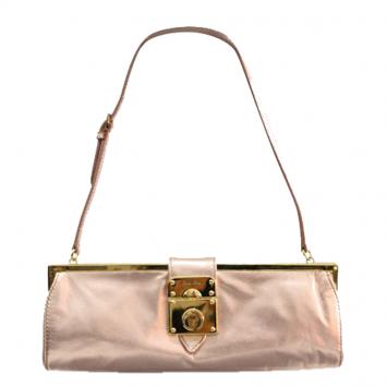 Pre Owned Miu Miu Metalic Pink Leather Baguette Bag