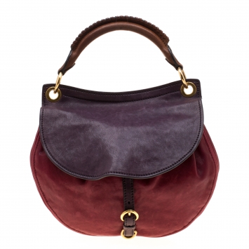 Pre Owned Miu Miu Tri Color Leather Aviator Hobo