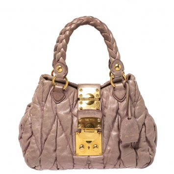 Pre Owned Miu Miu Pink Matelasse Leather Satchel