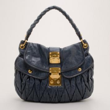 Pre Owned Miu Miu Blue Leather Coffer Bag  