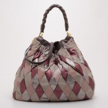 Pre Owned Miu Miu Quilted Leather Harlequin Hobo