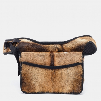 Pre Owned Miu Miu Brown/Black Calfhair Belt Bag
