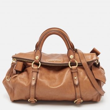 Pre Owned Miu Miu Brown Leather Side Bow Bag