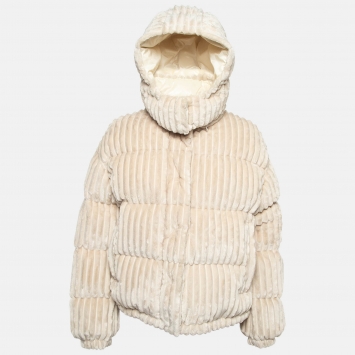Pre Owned Moncler Cream Corduroy Daos Quilted Jacket L