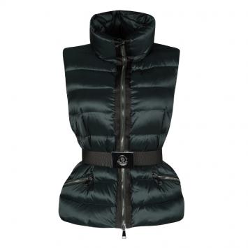 Pre Owned Moncler Dark Green Puffer Down Belted Tareg Gilet S