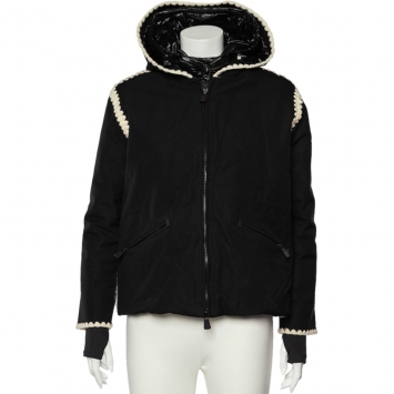 Pre Owned Moncler Black Hooded Puffer Jacket S