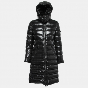 Pre Owned Moncler Black Synthetic Down Maglia Hooded Puffer Jacket XS