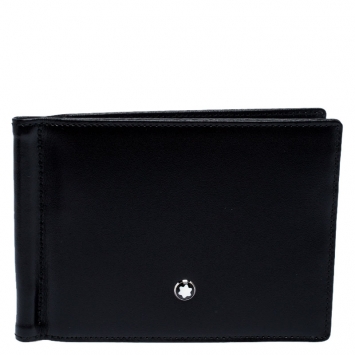 Pre Owned Montblanc Black Leather Meisterstück Money Clip Wallet 6CC