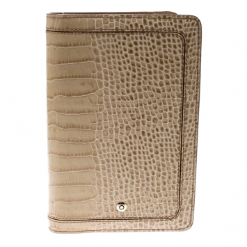 Pre Owned Montblanc Beige Sand Lizard Embossed Leather Small Agenda