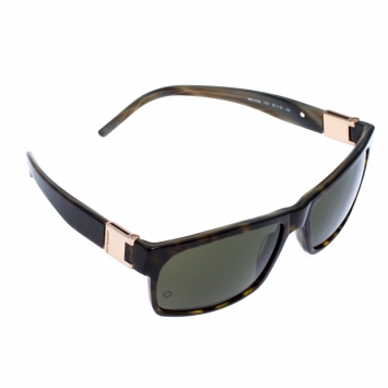 Pre Owned Montblanc Olive Green Tortoise MB 215S Rectangular Sunglasses