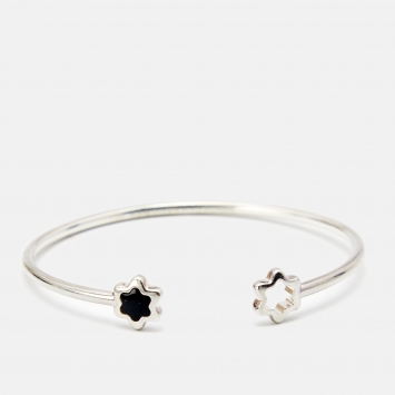 Pre Owned Montblanc Star Onyx Sterling Silver Open Cuff Bracelet