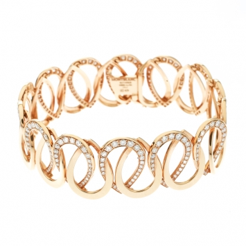 Pre Owned Montblanc Princesse Grace de Monaco Petal Intertwined Diamond 18k Rose Gold Bracelet