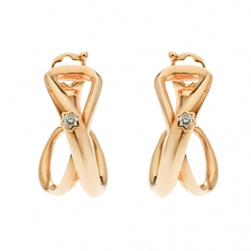 Pre Owned Montblanc Infiniment Vôtre Diamond 18k Rose Gold Hoop Earrings