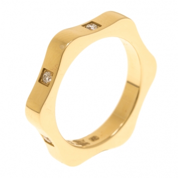 Pre Owned Montblanc 4810 Star Diamond 18k Yellow Gold Band Ring Size 52