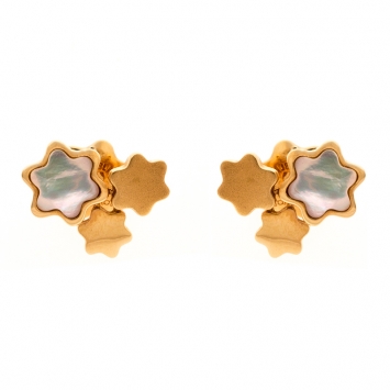 Pre Owned Montblanc Mother of Pearl 18k Rose Gold Stud Earrings 