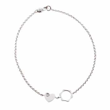 Pre Owned Montblanc Diamond 18k White Gold Heart Star Charm Bracelet