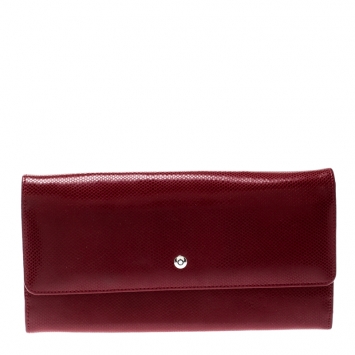 Pre Owned Montblanc Red Soft Grain Leather 10CC Long Wallet 