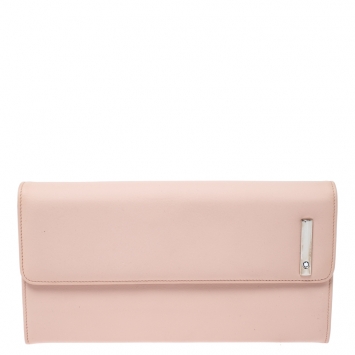 Pre Owned Montblanc Rose Pink Leather Lady Star Continental Wallet
