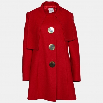 Pre Owned Moschino Cheap and Chic Red Wool Button Front Coat L