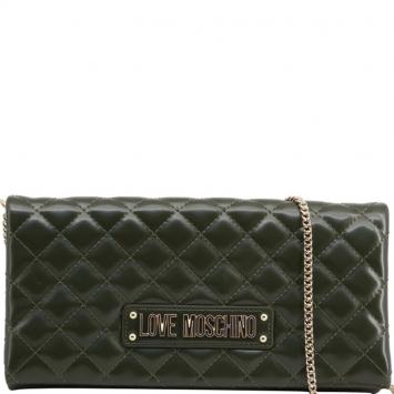 مملوكة مسبقًا Love Moschino Dark Green Quilted Faux Leather Clutch Bag