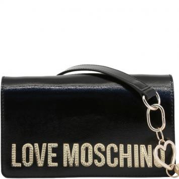مملوكة مسبقًا Love Moschino Black Faux Shiny Leather Crossbody Bag