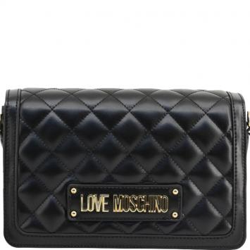 مملوكة مسبقًا Love Moschino Black Quilted Faux Leather Crossbody Bag