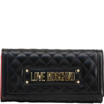 Pre Owned Love Moschino Black Quilted Faux Leather WOC Clutch Bag