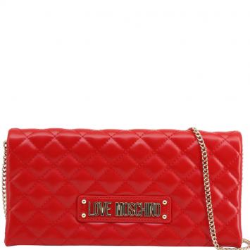 مملوكة مسبقًا Love Moschino Red Quilted Faux Leather Clutch Bag