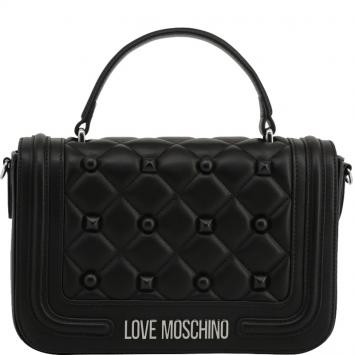 مملوكة مسبقًا Love Moschino Black Quilted Faux Leather Studded Top Handle Bag