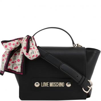 Pre Owned Love Moschino Black Faux Leather Scarf Top Handle Bag