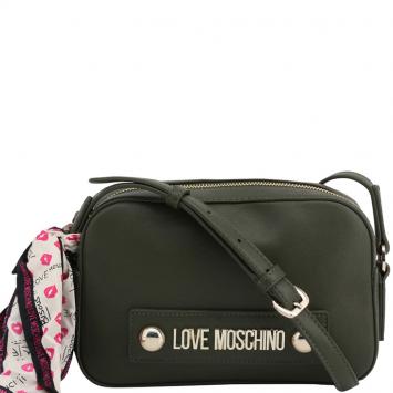 مملوكة مس�بقًا Love Moschino Dark Green Faux Leather Scarf Crossbody Bag